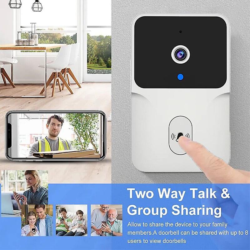 2.4ghz Wifi Doorbell Camera Wireless Door Bell Smart Home Wireless Doorbell With Camera Night Vision Two Way Audio Voice Changer Tuya App Rechargeable