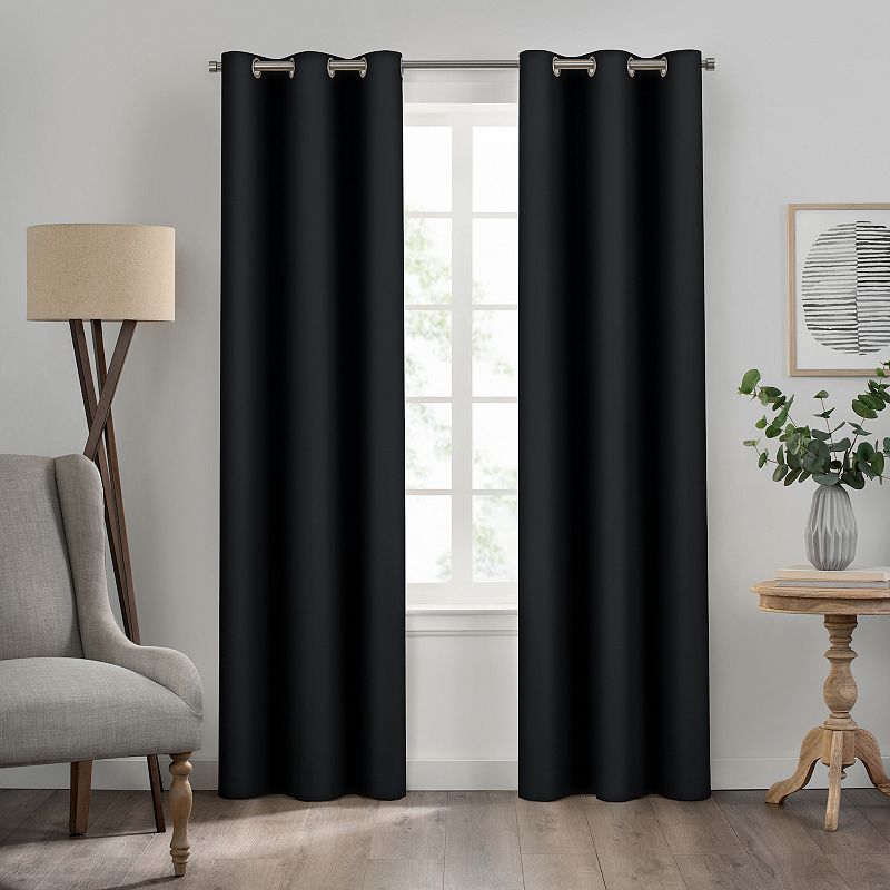 Eclipse Kendall Grommet Solid Textured Thermaback Blackout Window Curtain Panel