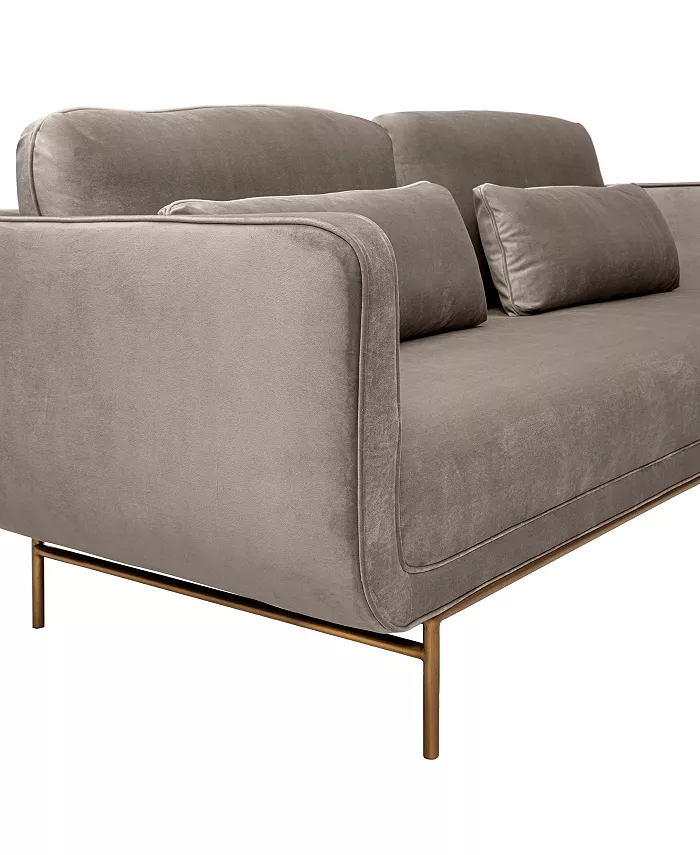 Armen Living Lilou 77 Velvet with Metal Legs Sofa