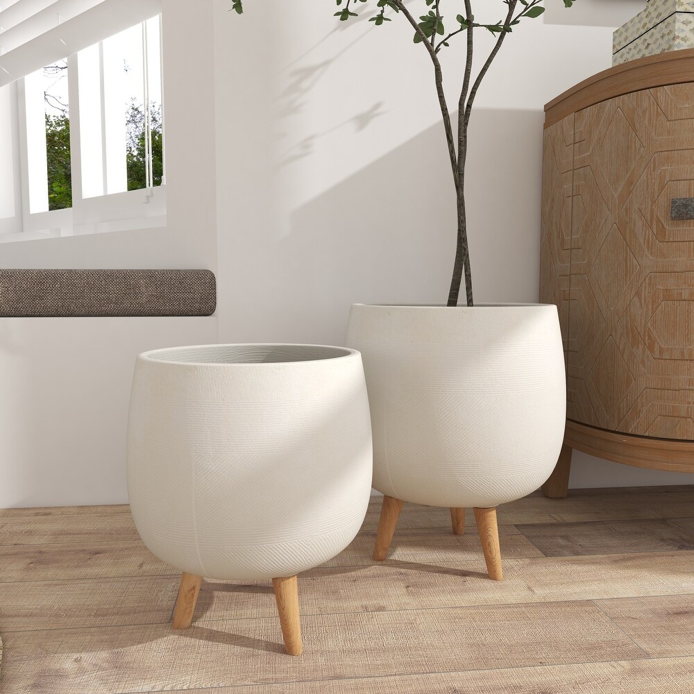 Ceramic Contemporary Planter (Set of 2)   12 x 12 x 15Round