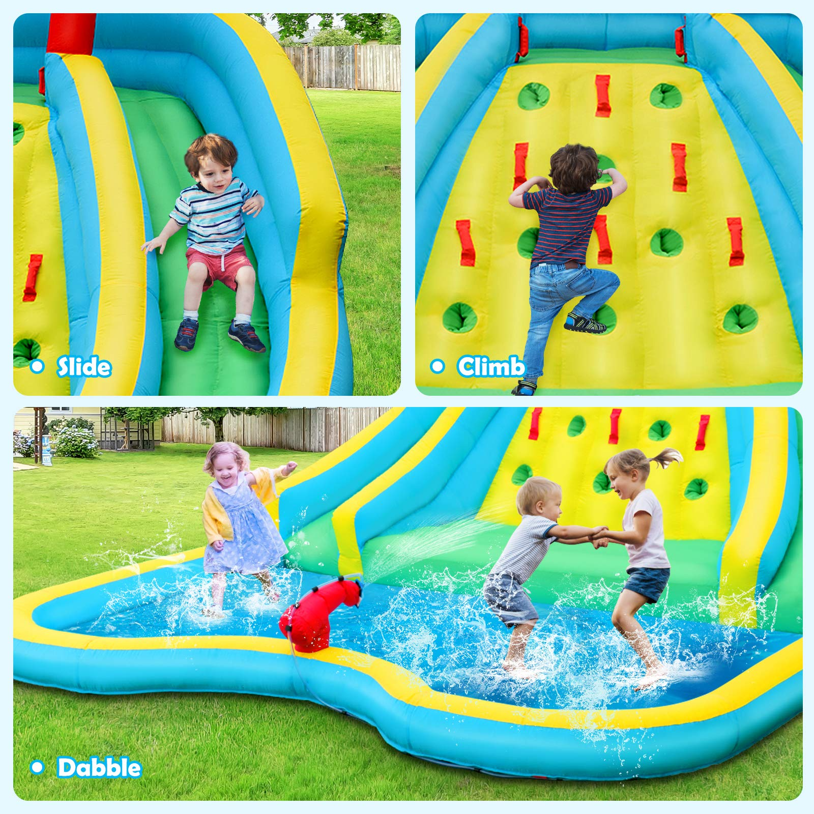 BOUNTECH Affordable 15FTx 12FTx 8FT Inflatable Double Water Slide Bounce House