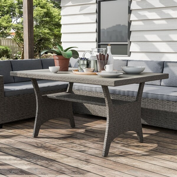 Decker Contemporary 57inch Wicker PlankStyle Outdoor Dining Table by MandL Co.