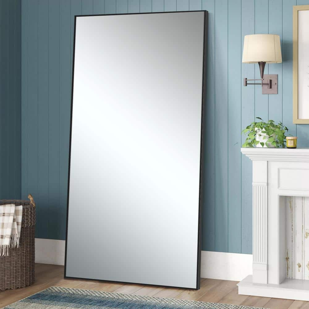 NEUTYPE 71 in. x 32 in. Classic Rectangle Metal Framed Black Wall Mirror EV-18080-B