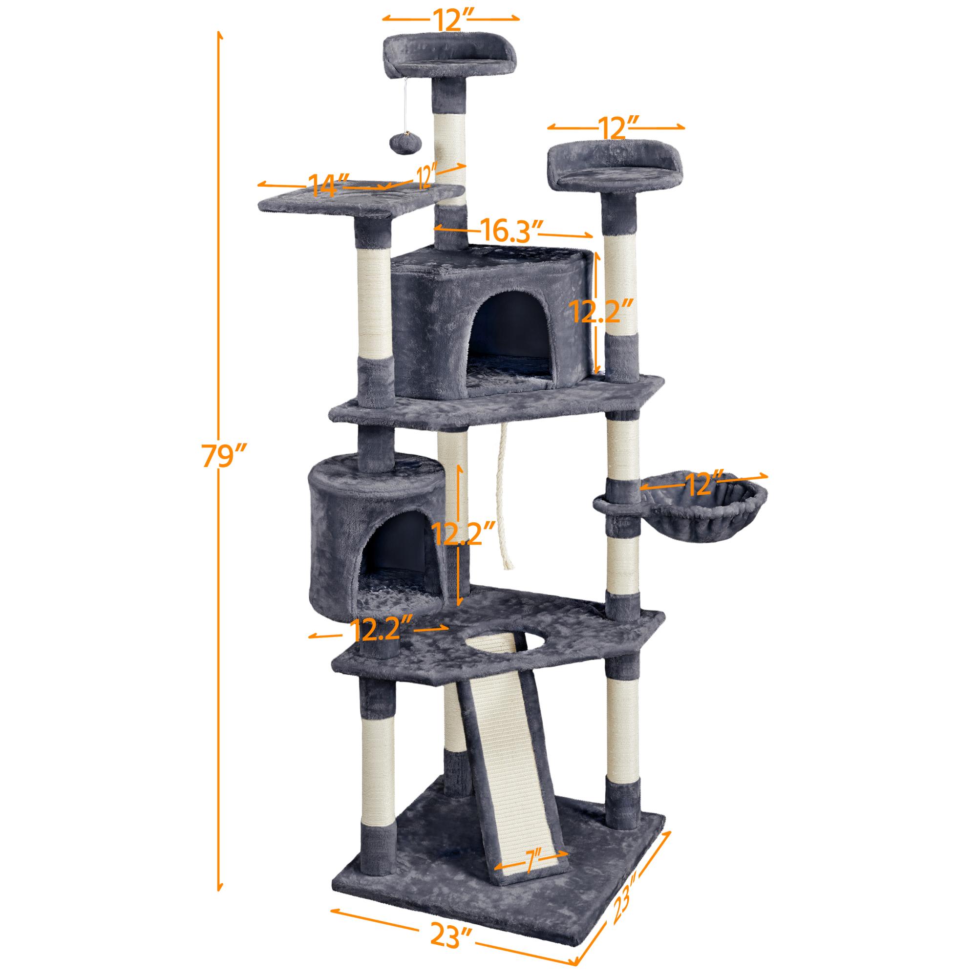 Topeakmart Dark Gray Large Cat Tree Tower， 79