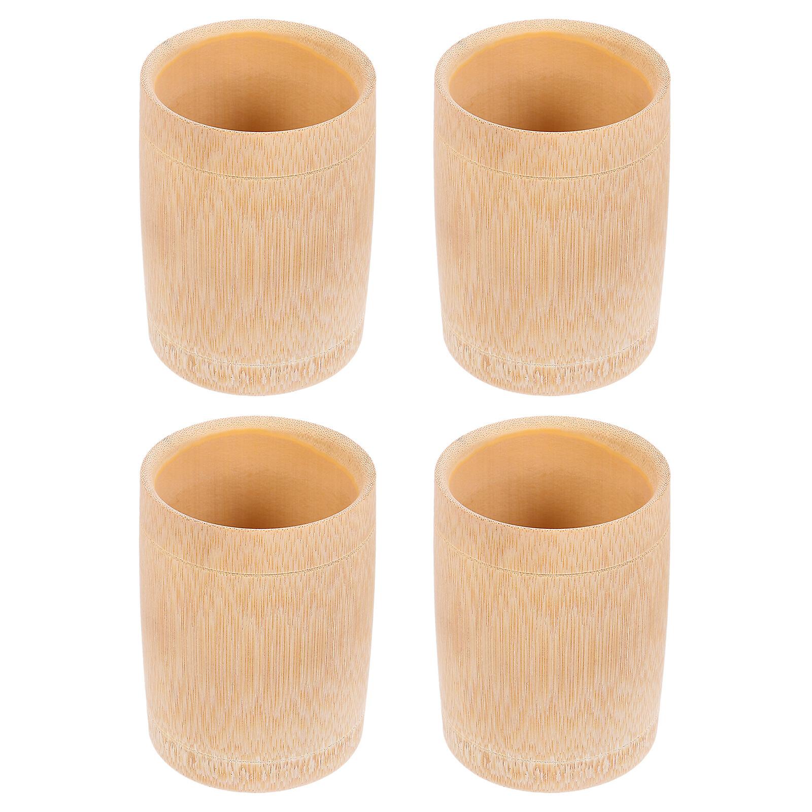 4pcs Rustic Bamboo Beverage Cups Wine Water Cups Fashion Retro Storage Tubes