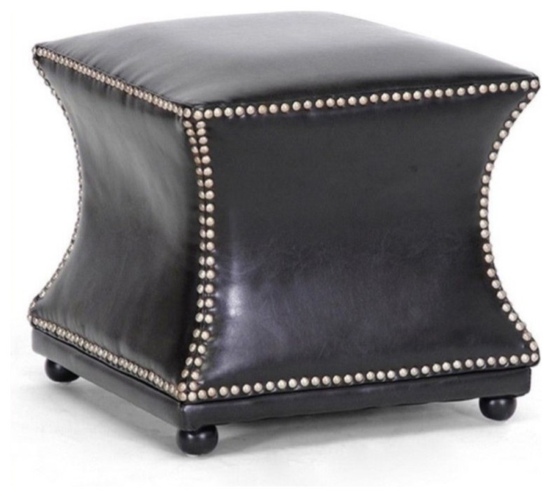 Bowery Hill Leather Ottoman in Dark Brown   Footstools And Ottomans   by Homesquare  Houzz