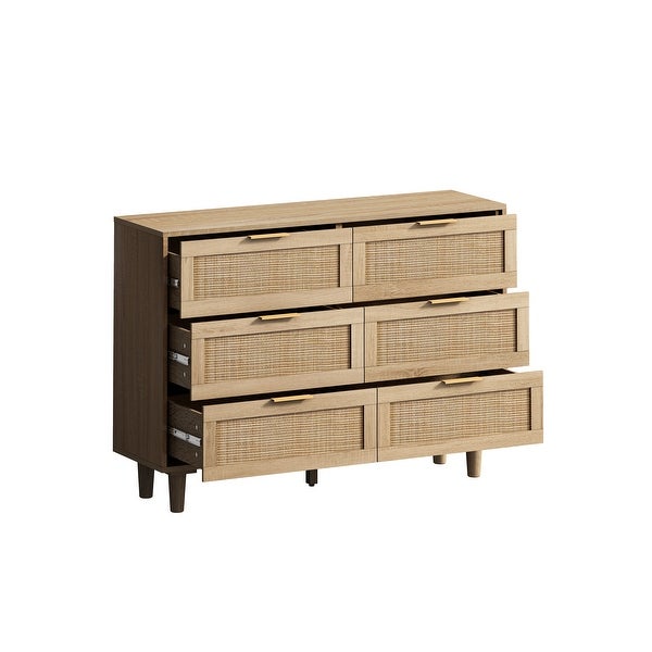 6-Drawers Rattan Storage Cabinet dresser - - 37953555