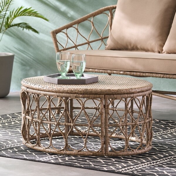 Woven Wicker Weave Coffee Table for Patio