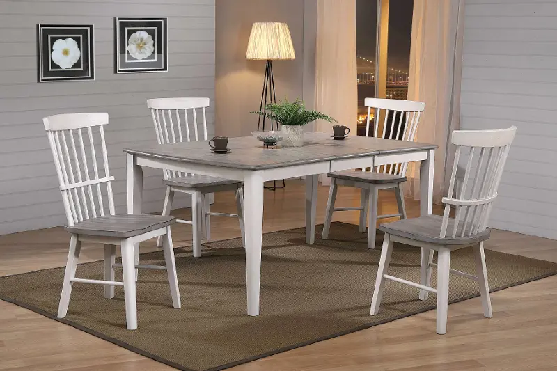 Newark White and Gray 5 Piece Dining Room Set