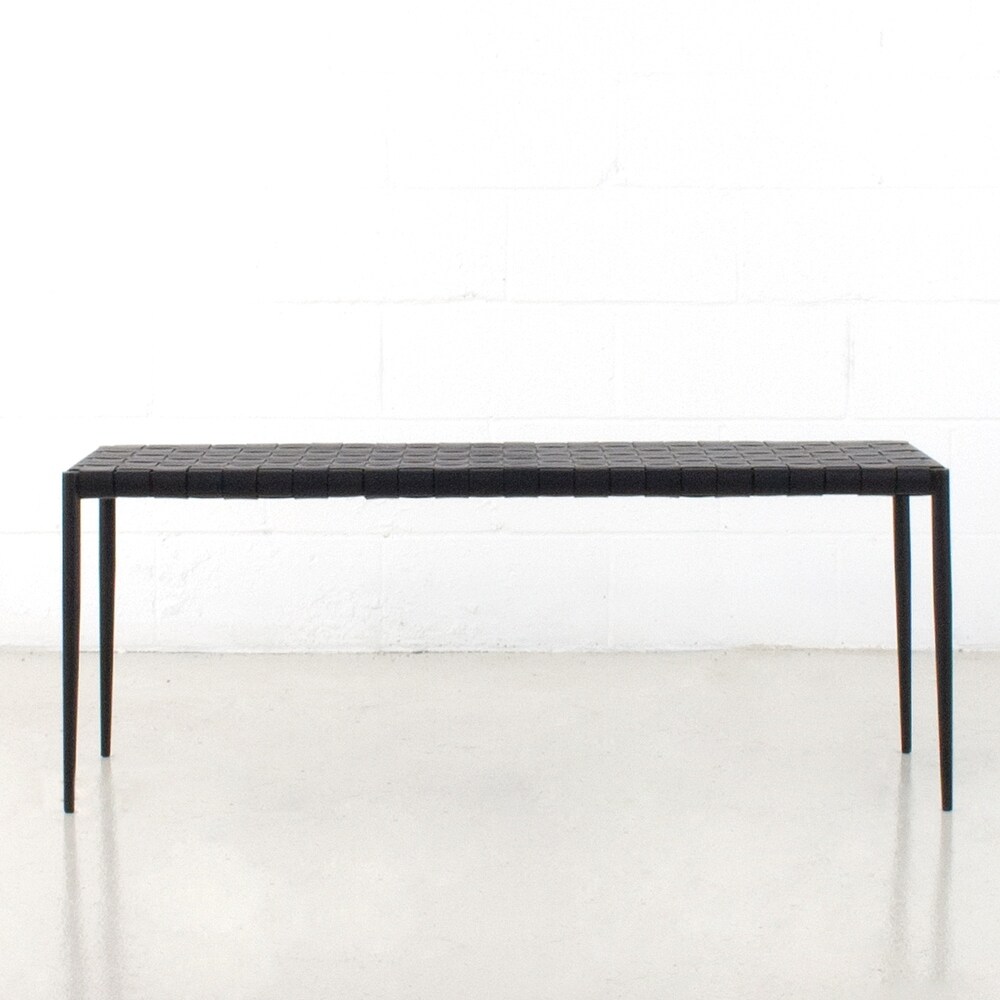 Soho Mid Century Modern Leather Weave Coffee/Bench 28 inches/ 47 inches