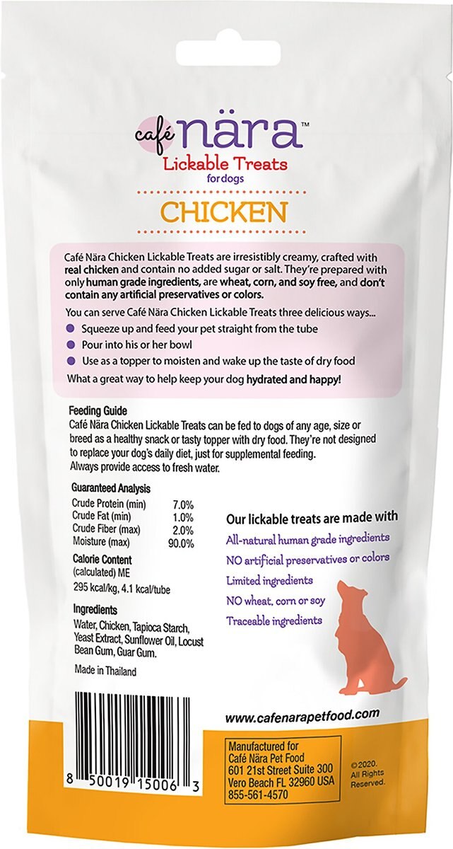 Cafe Nara Chicken Flavored Lickable Dog Treats， 2-oz bag， 4 count