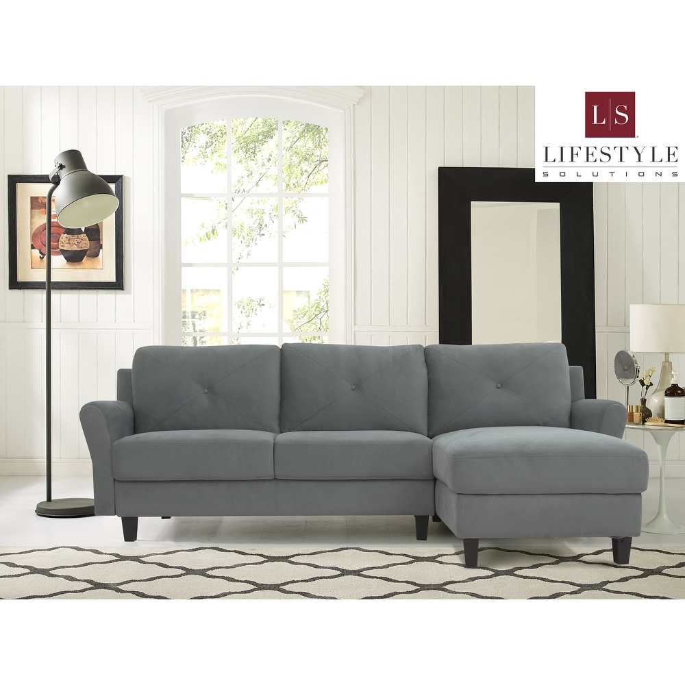 iLounge Harvard Microfiber Sectional Sofa with Rolled Arms