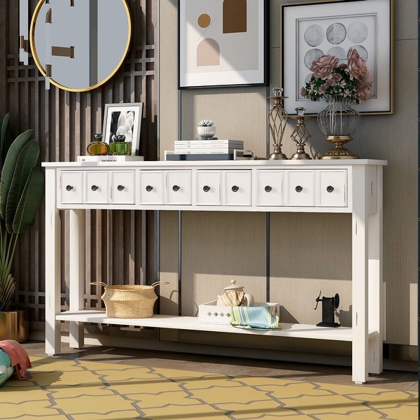 Nestfair Entryway Console Table with Drawers and Bottom Shelf