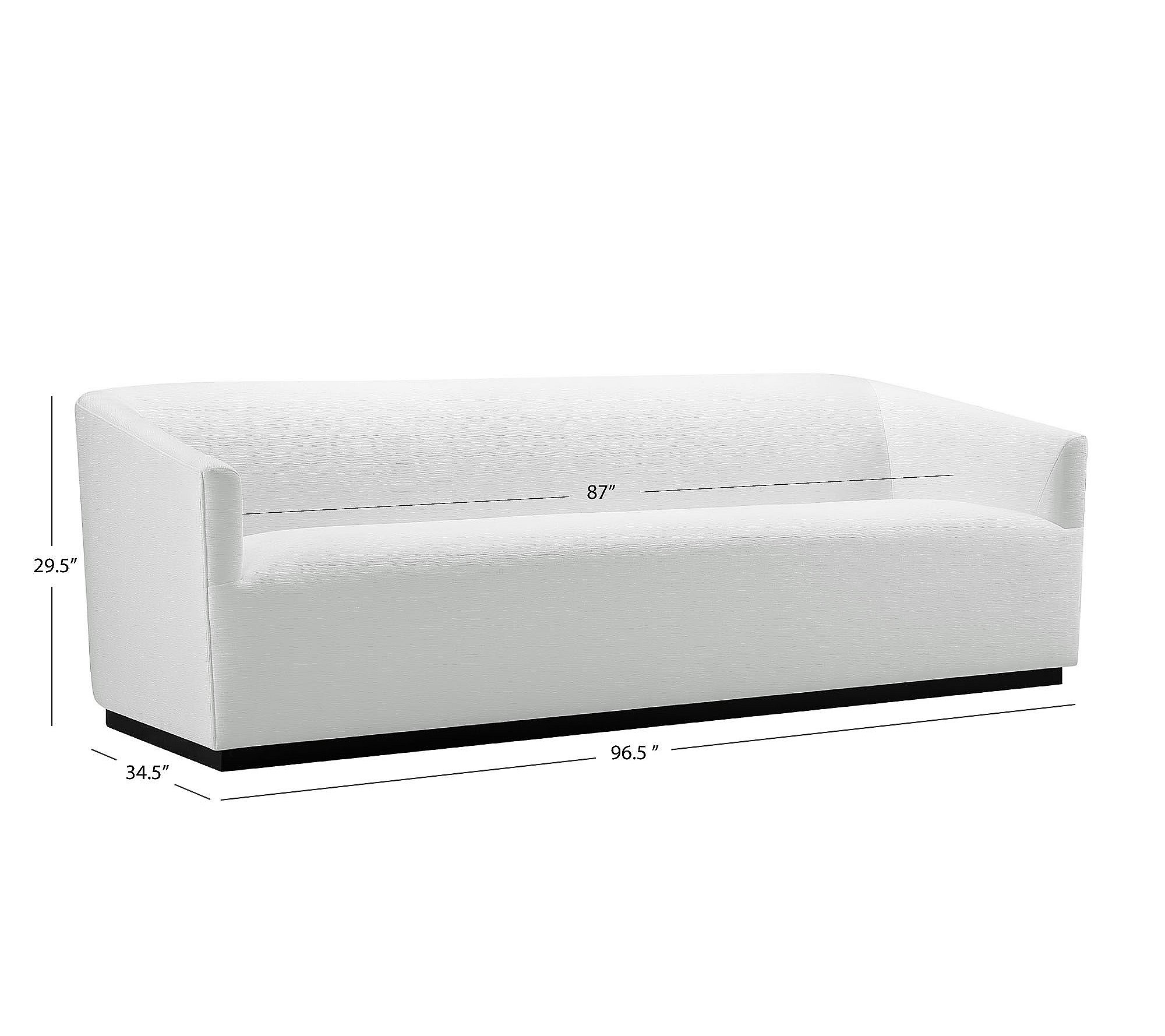 Abbyson Living Sullivan White Fabric Sofa with Wooden Base