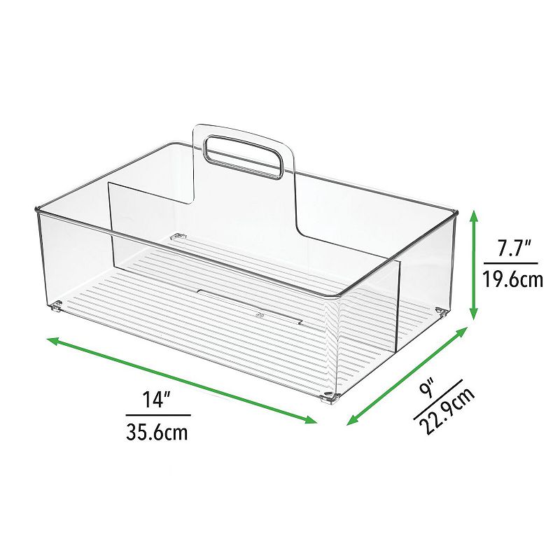 mDesign Plastic Kitchen Tote， Divided Basket Bin with Handle， 2 Pack