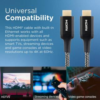 Philips 4 ft. 4K HDMI 2.0 Cable with Ethernet and Gold Plated Connectors in Black SWV6120P27