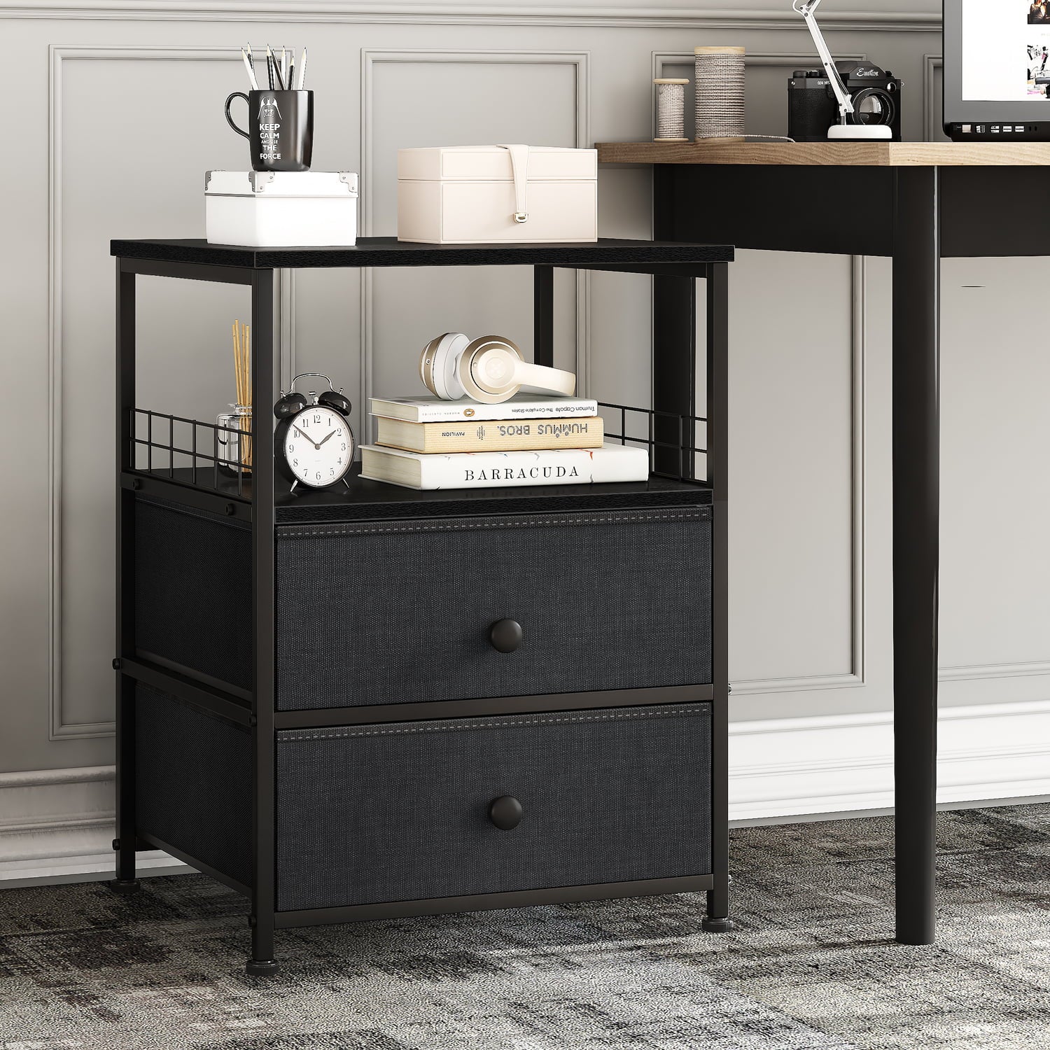 EnHomee End Table Side Table Nightstands for Bedroom, Dark Grey Single