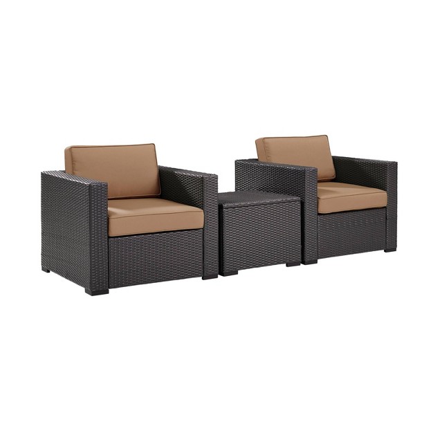 Biscayne 3pc Outdoor Wicker Seating Set Mocha Crosley