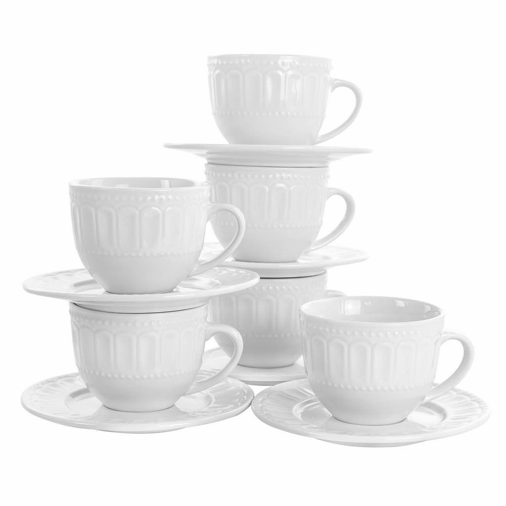 Elama 10 oz. Charlotte White Porcelain Mug (Set of 6) 985114769M