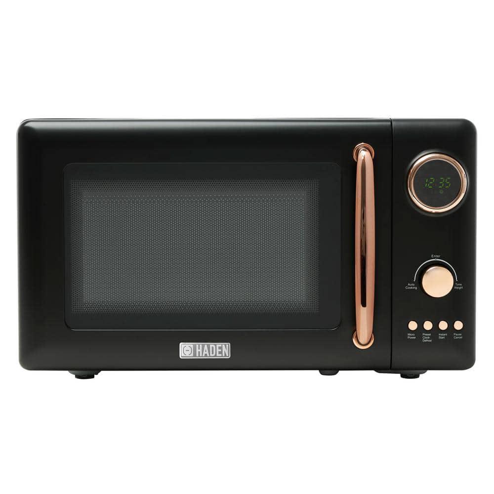 HADEN Modern 1775 in Width 07 cuft Black and Copper Vintage Retro 700Watt Countertop Microwave