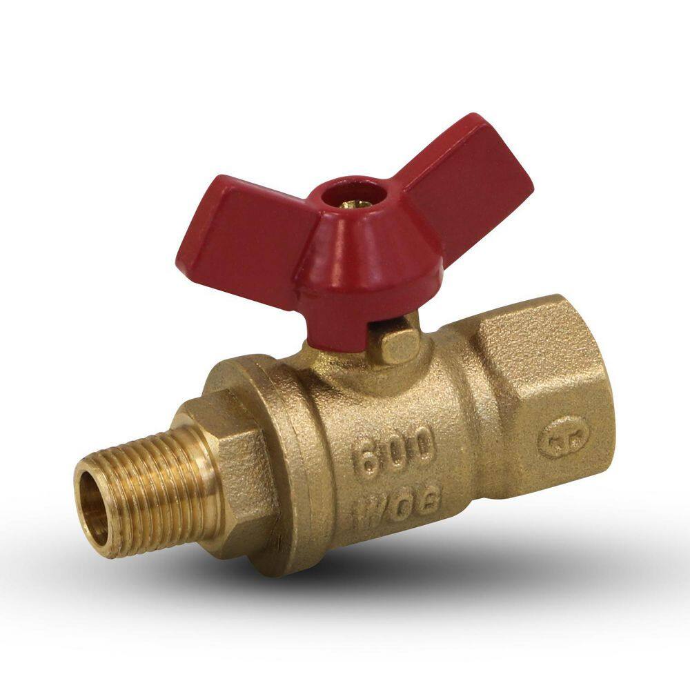 The Plumber's Choice 18 in. Lead Free Brass MIP and FIP Full Port Ball Valve with Butterfly Handle 837NG230-NL