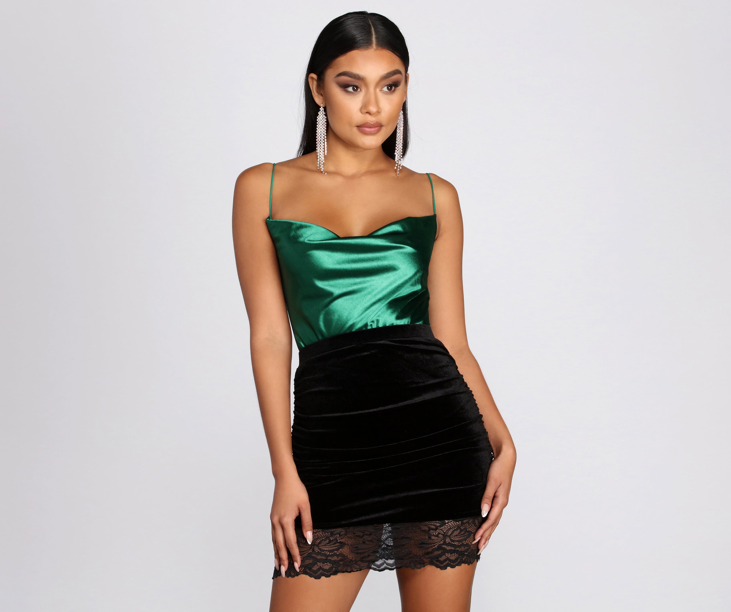 Satin Cowl Neck Bodysuit