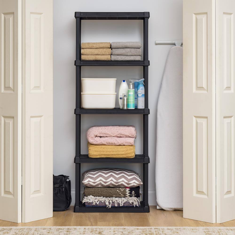 IRIS Plastic Rack Shelf with 5-Medium Shelves Black 510005