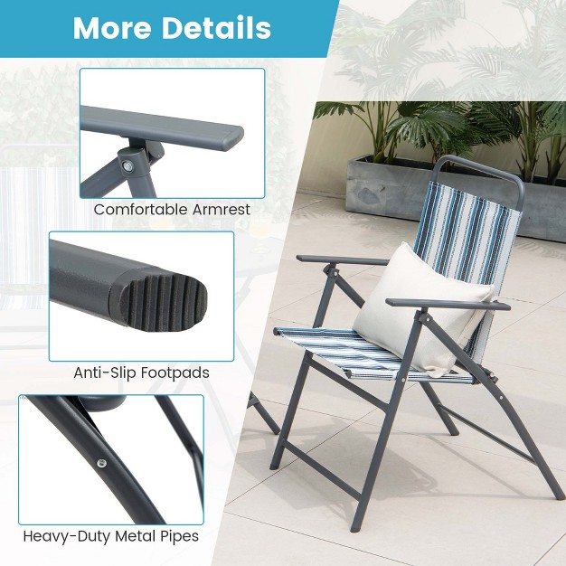 Costway 3pcs Patio Folding Dining Table Chair Set Heavy duty Metal Portable Outdoor