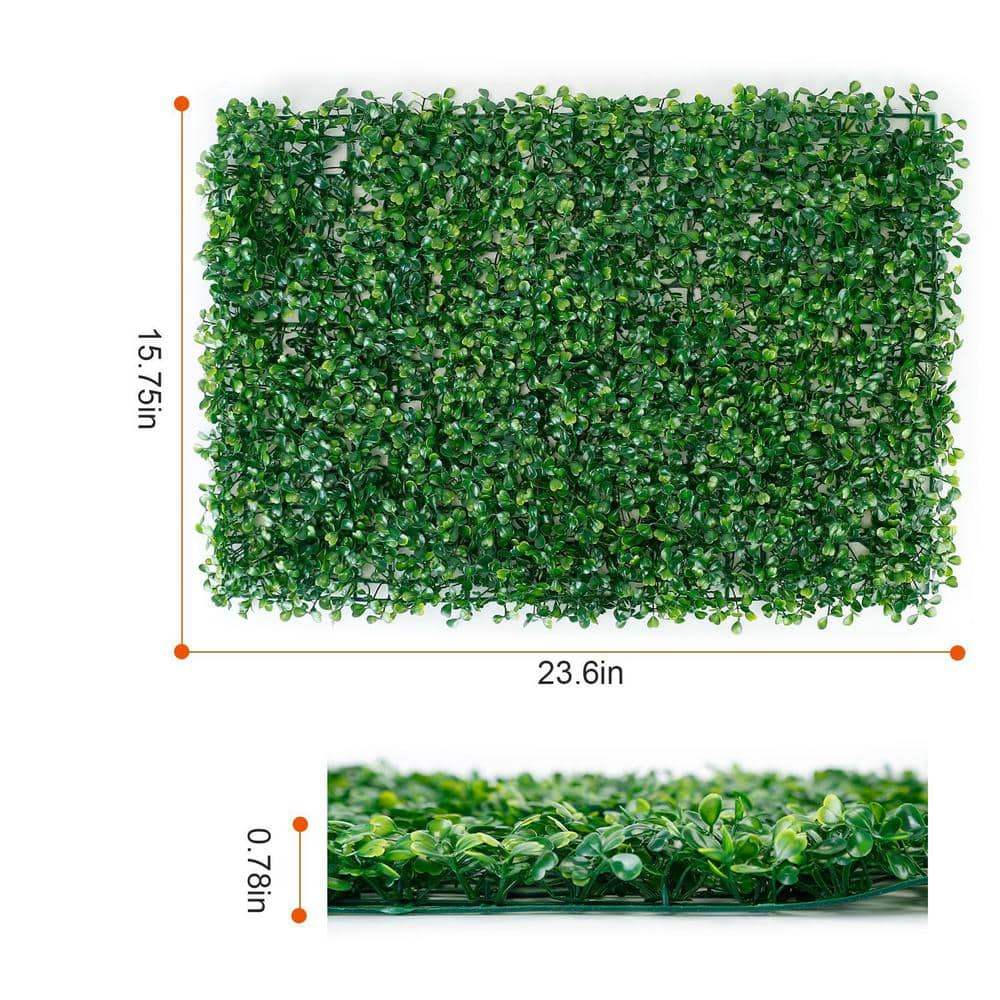 Cisvio 12-Pieces Artificial 0.78 in. Plastic Boxwood Topiary Hedge Plant Grass Backdrop Fence Privacy Screen Grass Decoration D0102H730E2