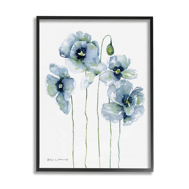 Stupell Industries Modern Poppy Blooms Blue Abstract Framed Giclee Art