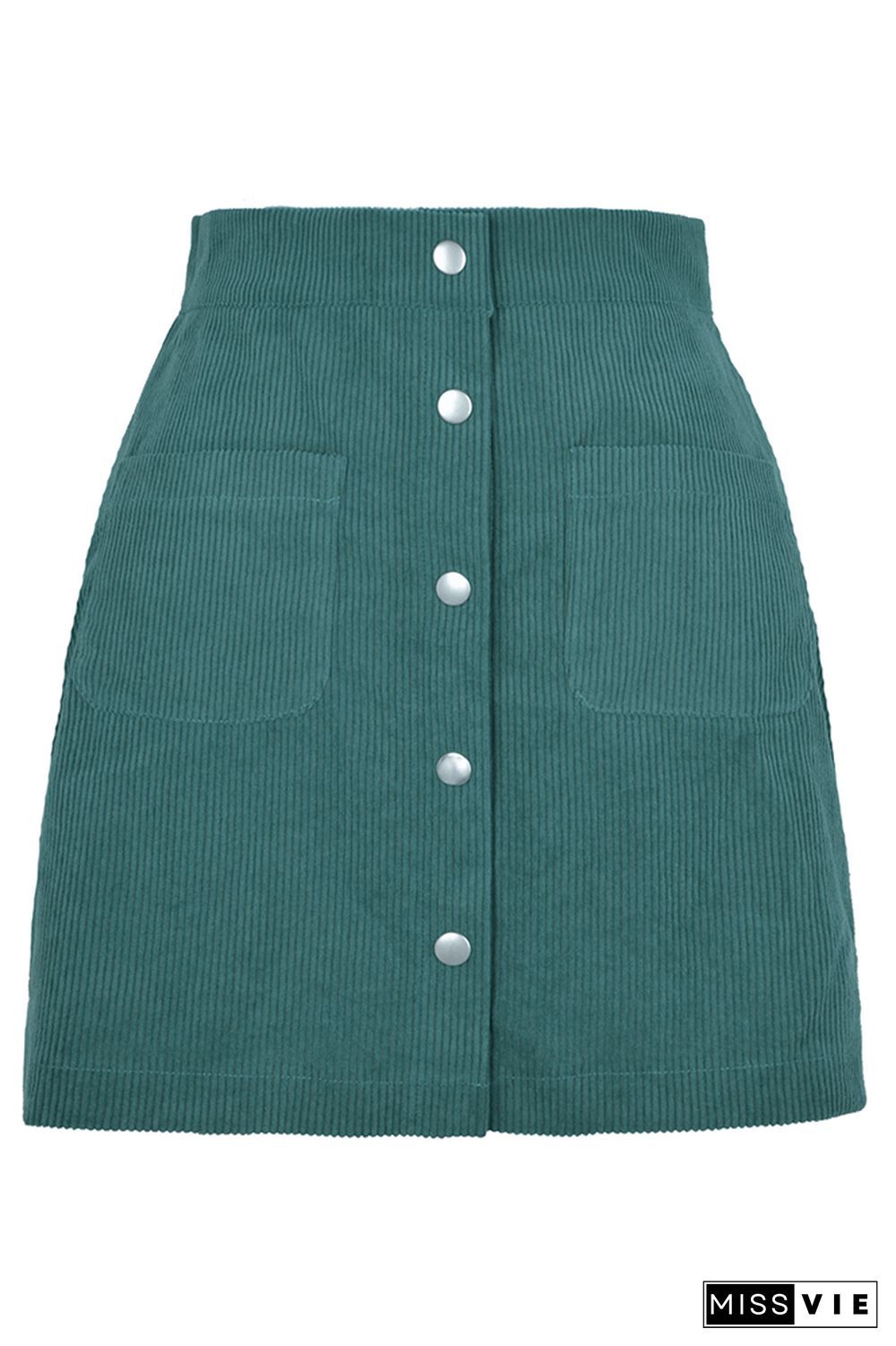 Corduroy Button Pockets Skirt Dress