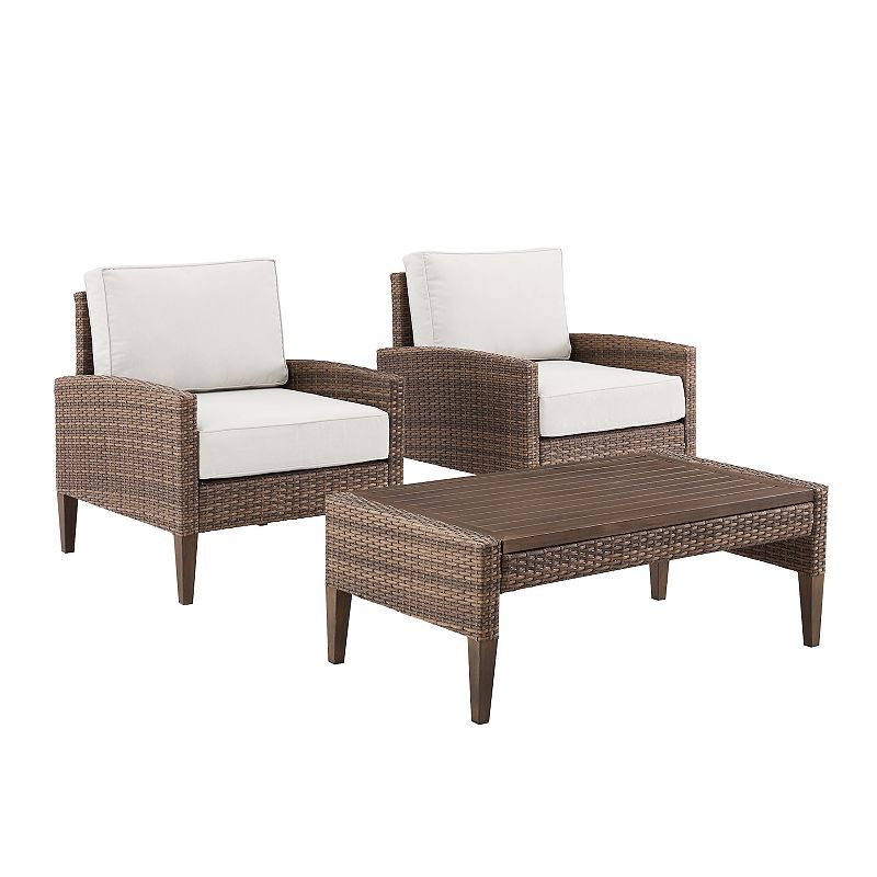 Crosley Capella Outdoor Wicker Chair and Table 3-piece Set