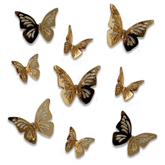 3d Butterflies Peel And Stick Mirror Gold Roommates