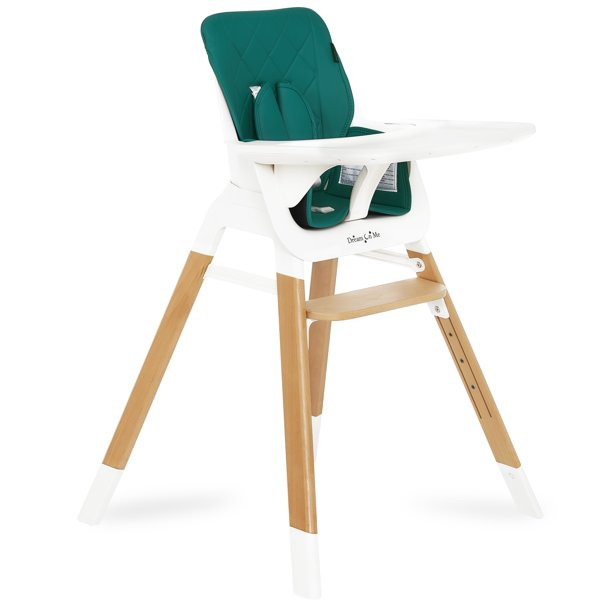 Dream On Me Nibble Wooden Highchair， Compact High Chair， Green