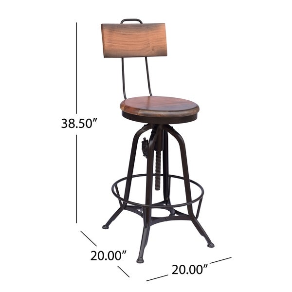 Clarkson Modern Industrial Acacia Wood Bar Stool by Christopher Knight Home