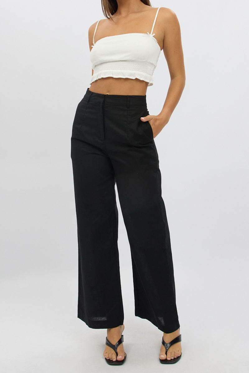 Black Tailored Pants Wide Leg