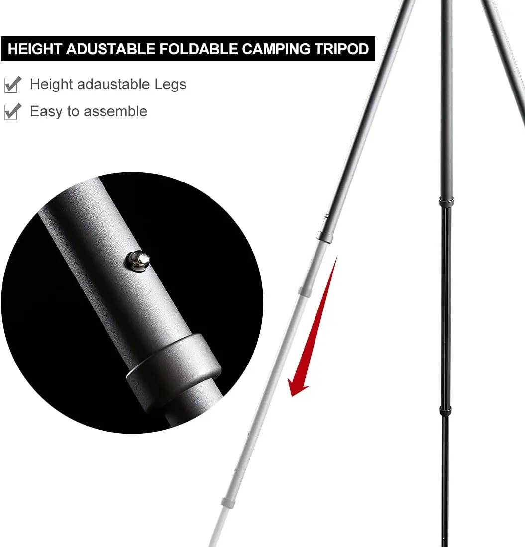 NPOT Camping Tripod Portable Outdoor Cooking Tripod with Adjustable Hanging Chain for Campfire Picnic Grill Stand