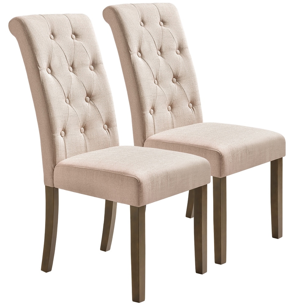 Elegant Solid Wood Tufted Dining Chair Dining Room Set(Set of 2)