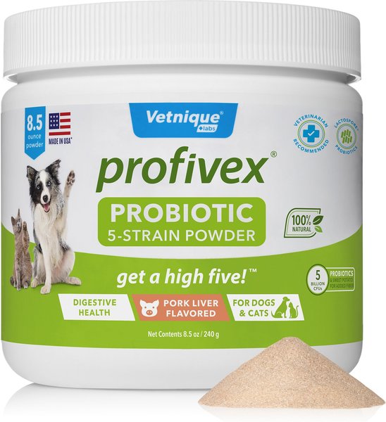 Vetnique Labs Profivex Probiotics 5-Strain Pork Flavored Powder Digestive Supplement for Dogs and Cats