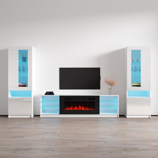 Boston 01 Electric Fireplace Modern Wall Unit Entertainment Center