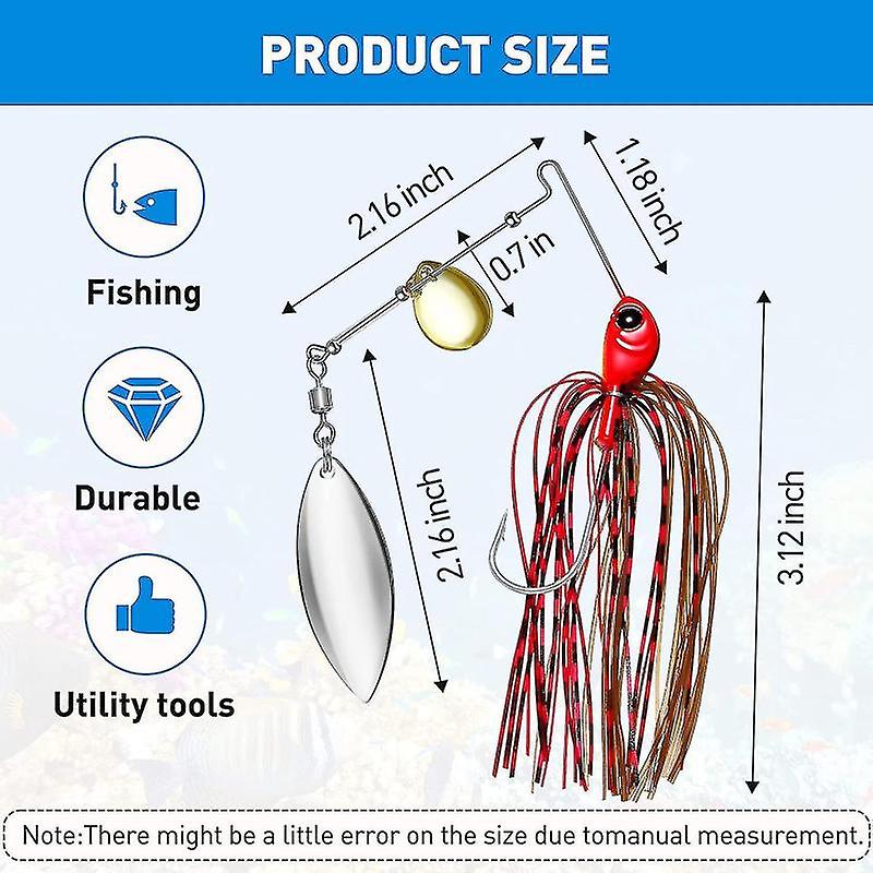 5 Pieces Spinnerbait Fishing Lures Bass Fishing Jigs Lure Kits Willow Blade Spinner Bait Silicone Sk