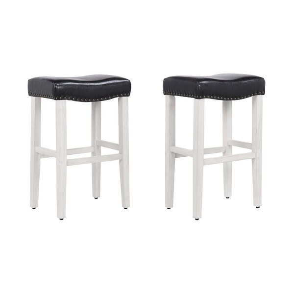 Carter Saddle Upholstered Backless Bar Stool (Set of 2)