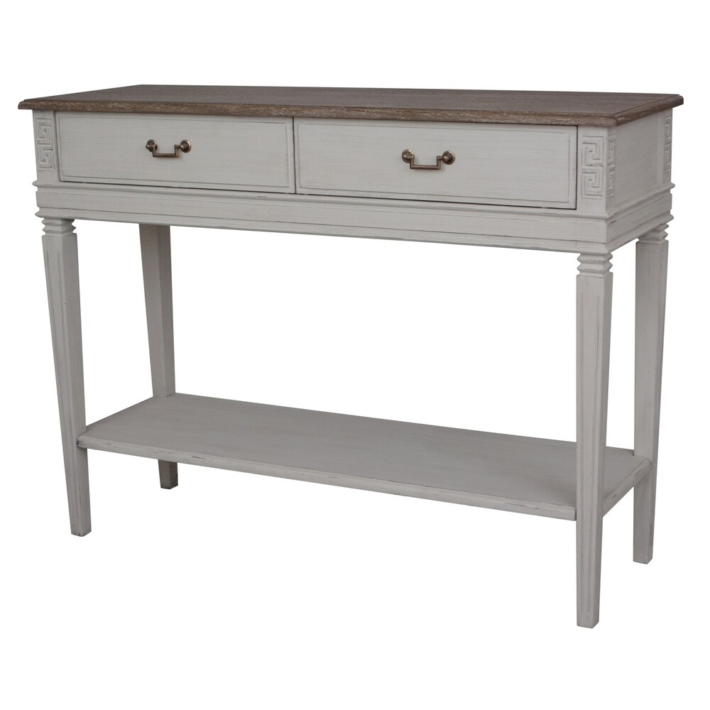 International Caravan Ashbury Distressed Wood 2 drawer Console Table