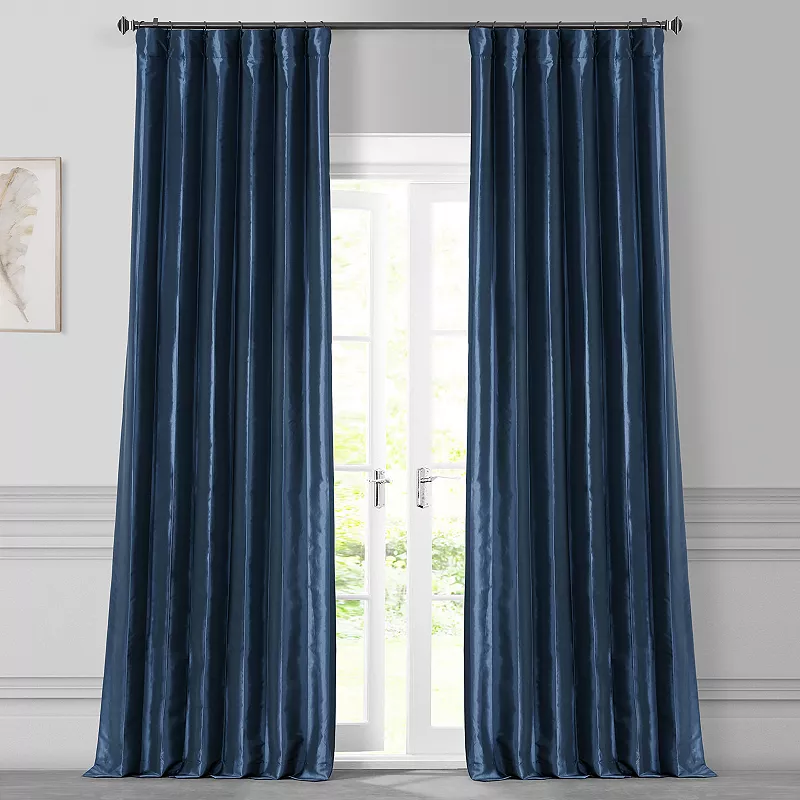 EFF 1-Panel Solid Faux-Silk Taffeta Window Curtain