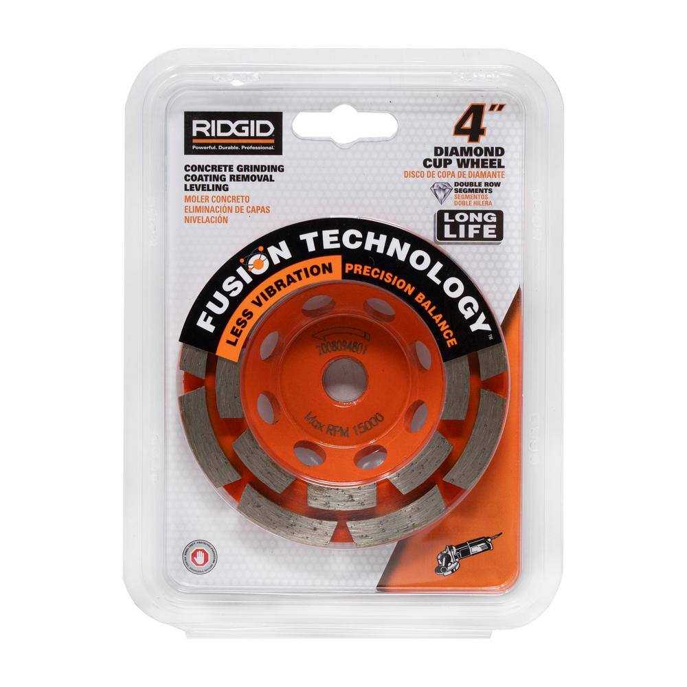 RIDGID 4 in. Diamond Double Row Cup Wheel HD-AWD40