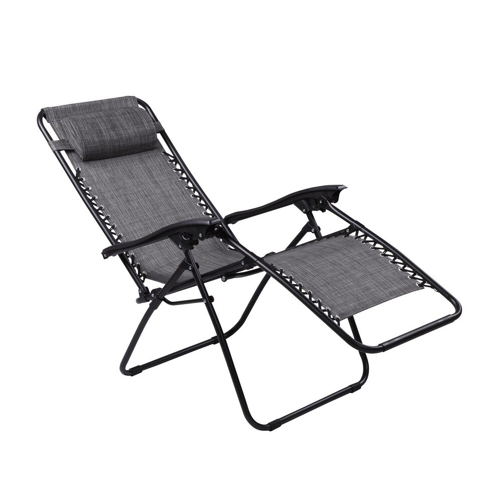 Zero Gravity Lounge Chairs Set of 2  Outdoor Patio Camping Reclining Lawn Chairs with Armrest  Headrest