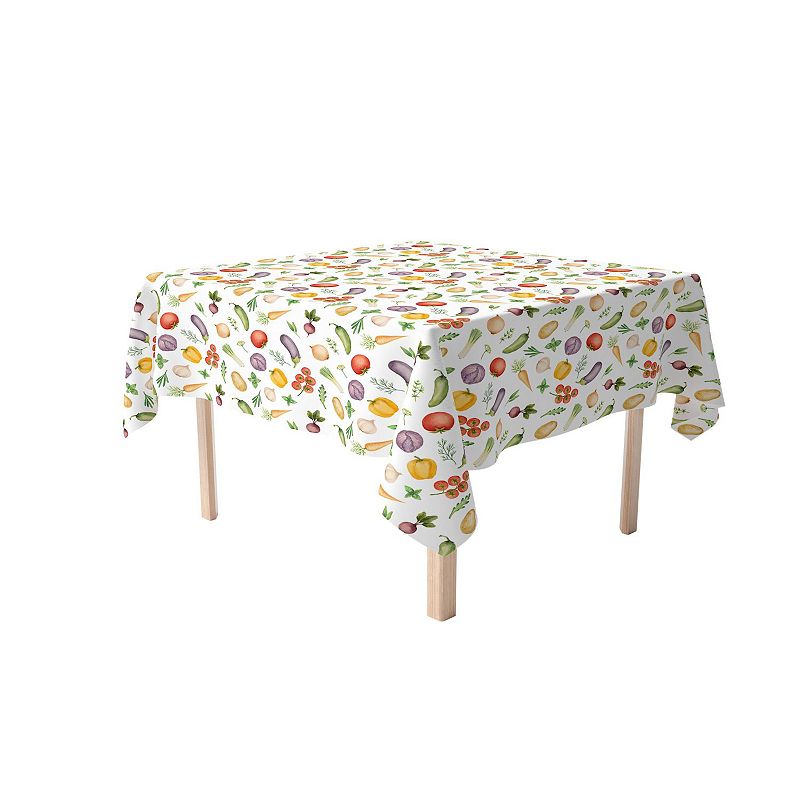 Square Tablecloth， 100% Polyester， 54x54， Garden Vegetables