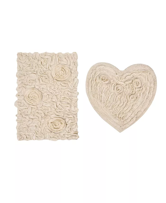 Home Weavers Bellflower Bath Rug Heart 2 Pc Set