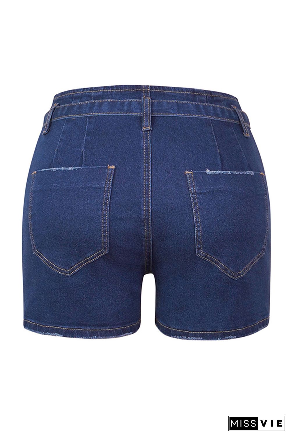 Denim Elastic Waist Pocket Jeans Short Wholesale