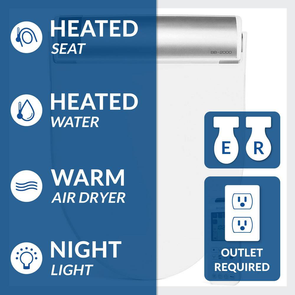 BIO BIDET Bliss BB-2000 Electric Bidet Seat for Elongated Toilets in White BB-2000W